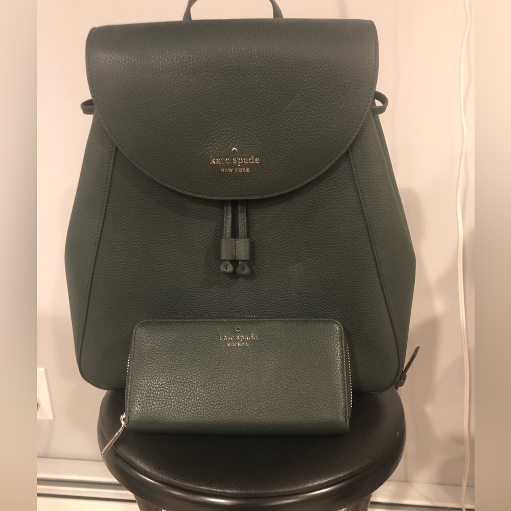 Brand new Kate Spade backpack with matching zip around wallet